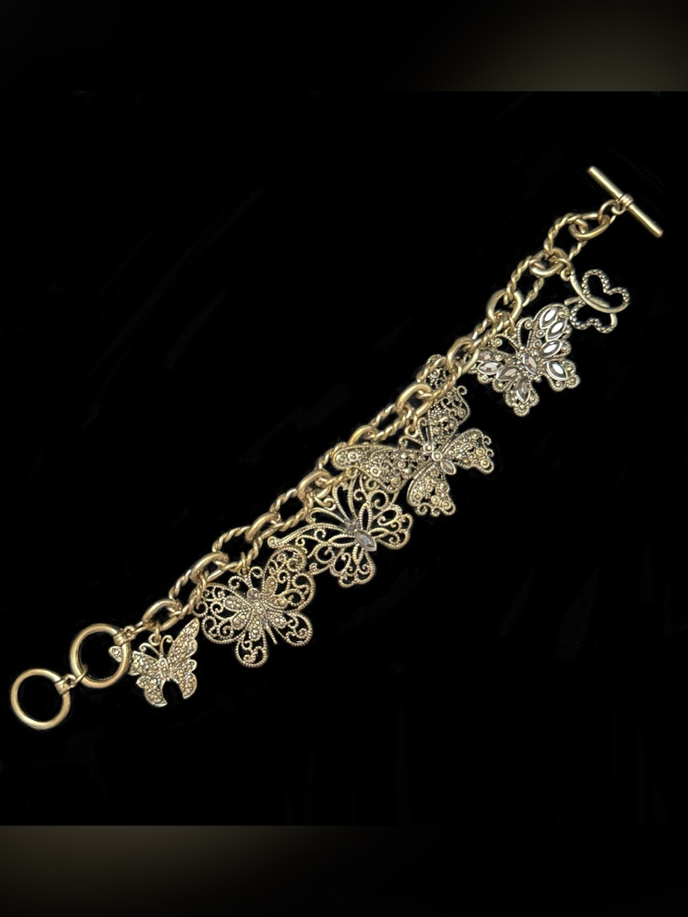 Gold Butterfly Charm Bracelet - Elegant Women's Jewelry